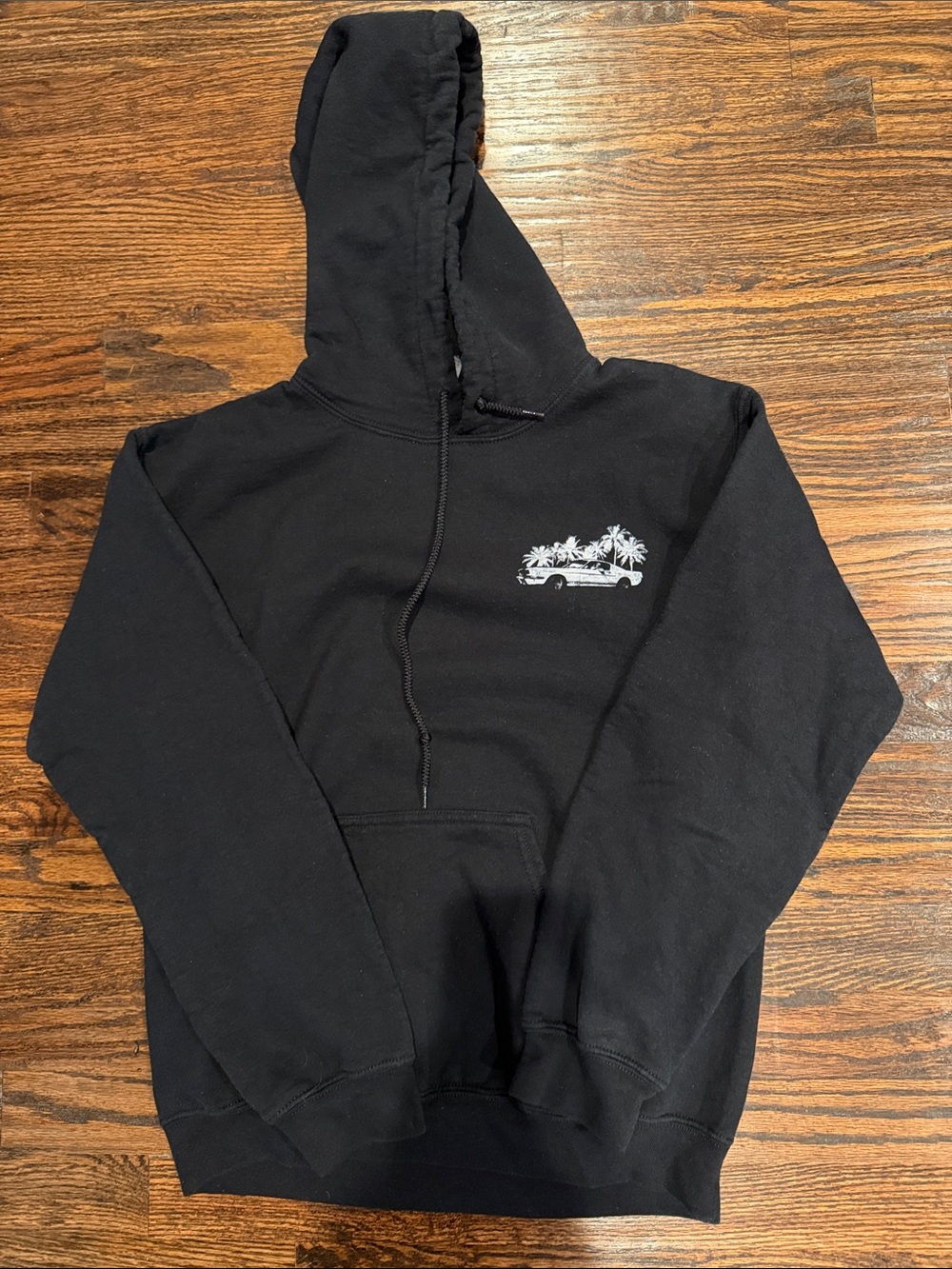 PacSun Black Hoodie with White Surf Graphic Men’s S